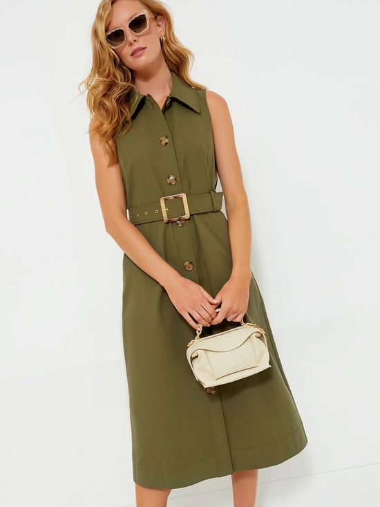 Tuckernuck Dresses & Skirts - Tuckernuck Army Green Sleeveless Button Down Chamberlin Midi Dress